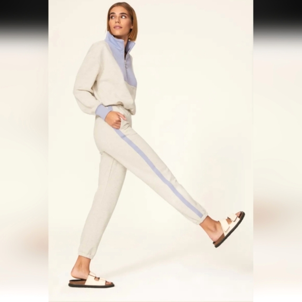STAUD Cream and Blue Track Pants